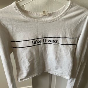 garage “take it easy” long sleeve cropped top